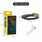 230° LED band plus a spotlight, hands-free.