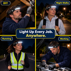 230° LED band plus a spotlight, hands-free.