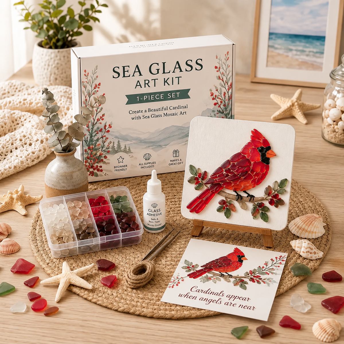Red Sparrow Sea Glass Commemorate Art Kit