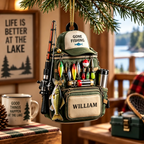Custom Name Fishing Vest Backpack Ornament