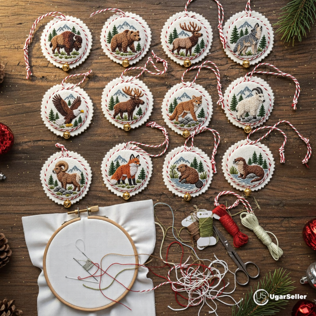 Set of 12 U.S. National Park Christmas Ornament Embroidery Kits