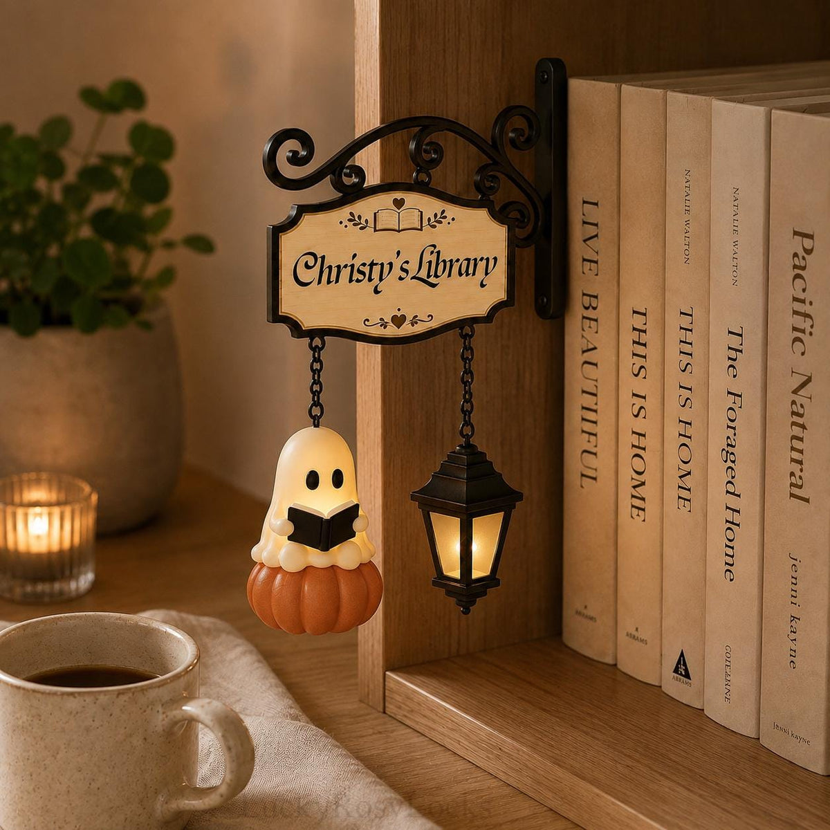 Reading Ghost Lantern Bookshelf Lamp