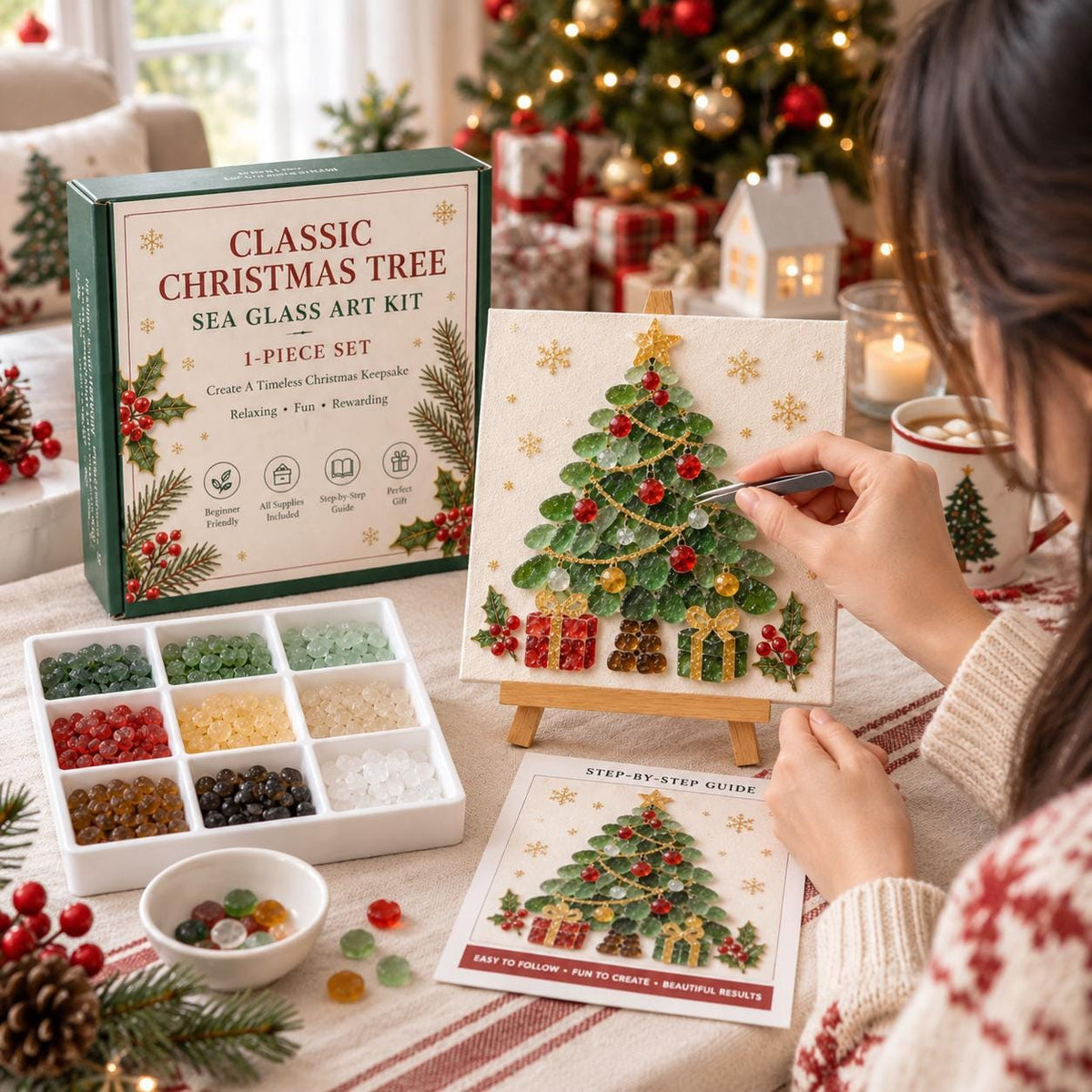 DIY Sea Glass Christmas Tree Art Kit