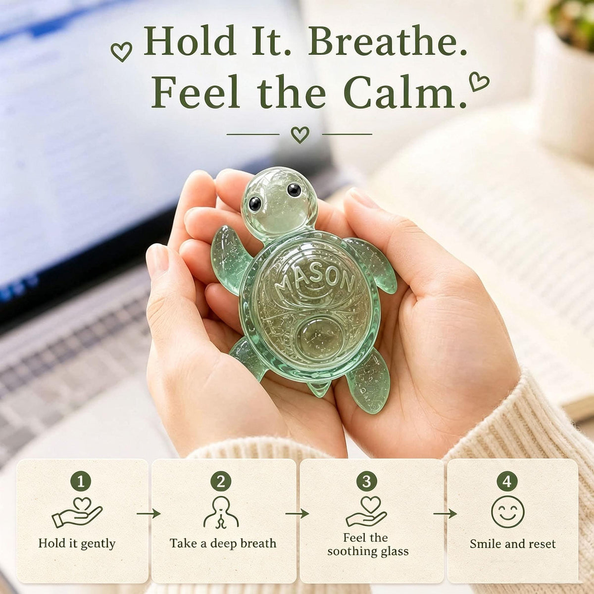 Emotional Support Sea Turtle Glass Figurine