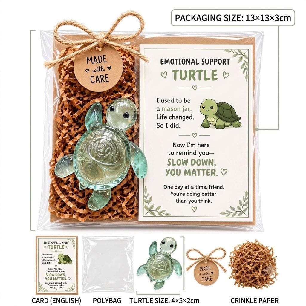 Emotional Support Sea Turtle Glass Figurine