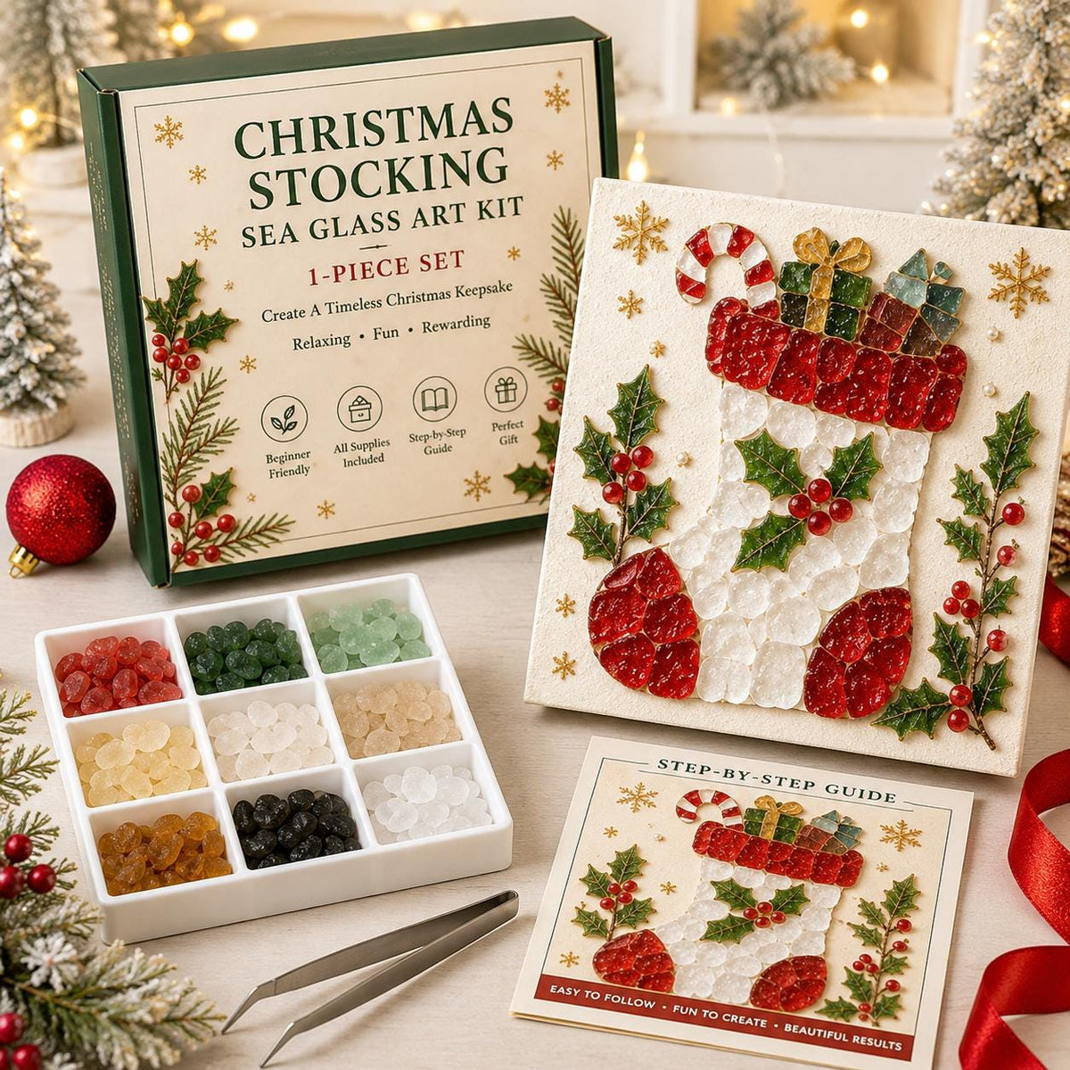 DIY Sea Glass Christmas Tree Art Kit