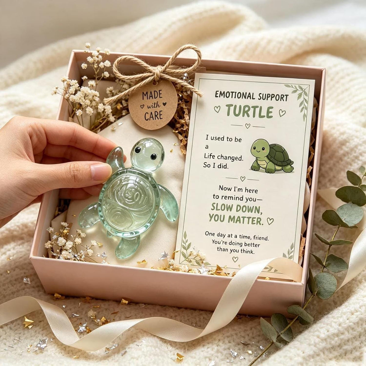 Emotional Support Sea Turtle Glass Figurine