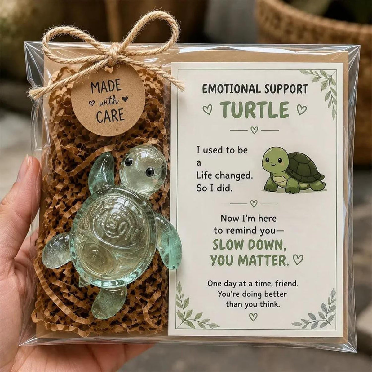 Emotional Support Sea Turtle Glass Figurine