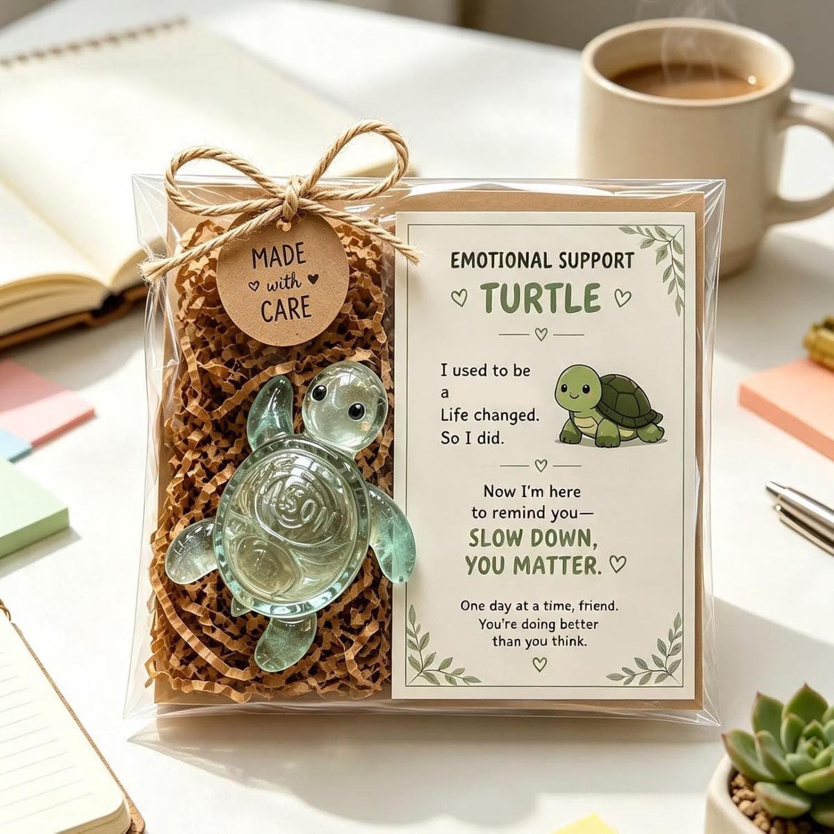 Emotional Support Sea Turtle Glass Figurine