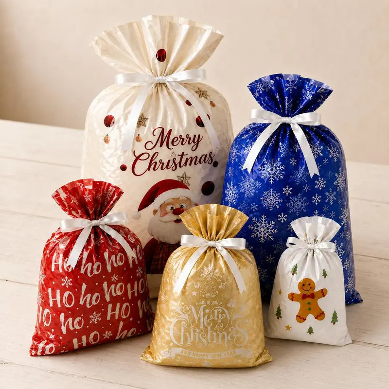 Festive reusable Christmas gift bags